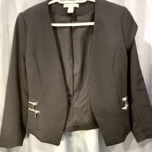 Navy Blue Women's Suit Jacket with  Golden zipper